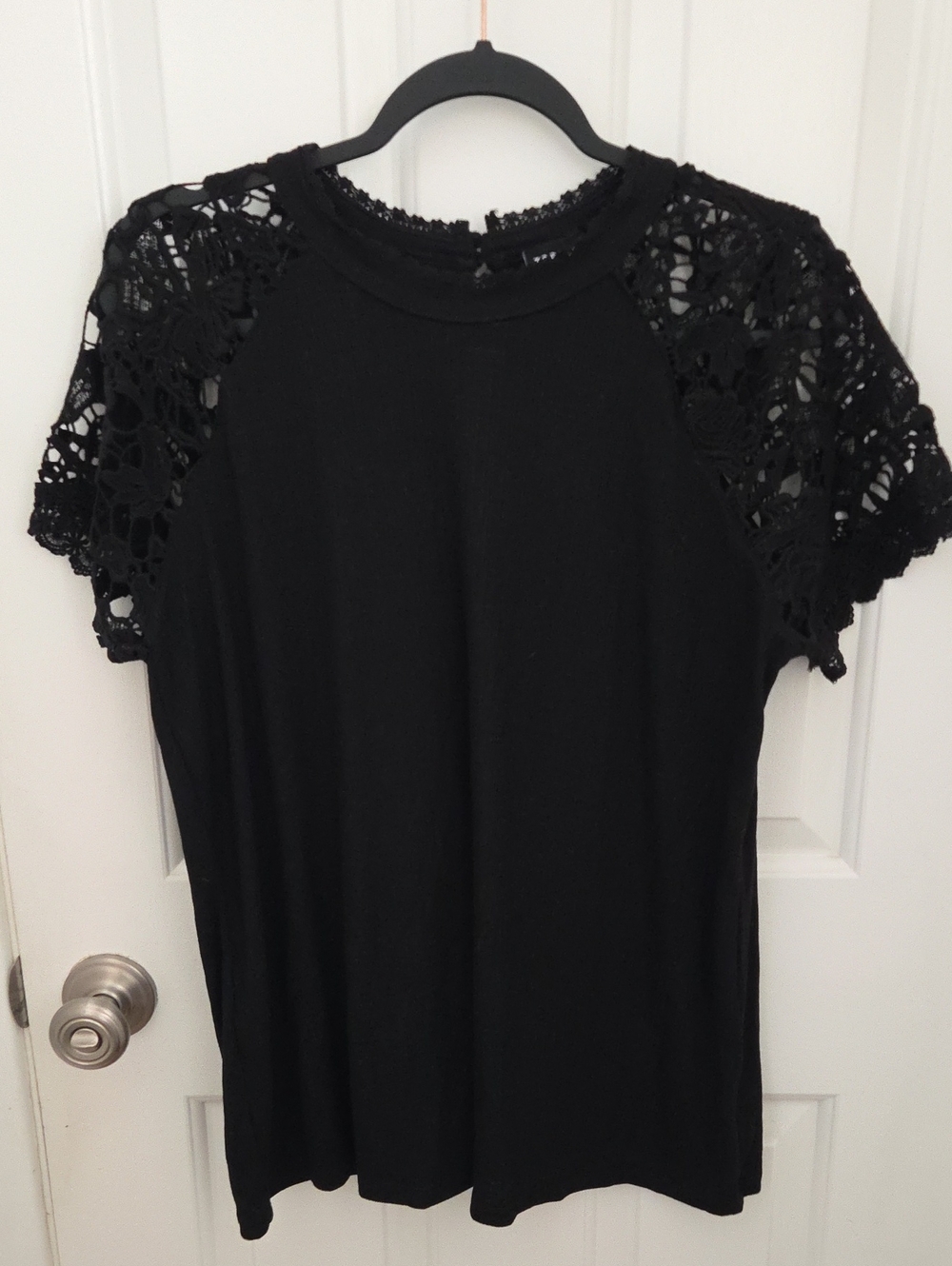 torrid Black Crochet Sleeve Short Sleeve Tee